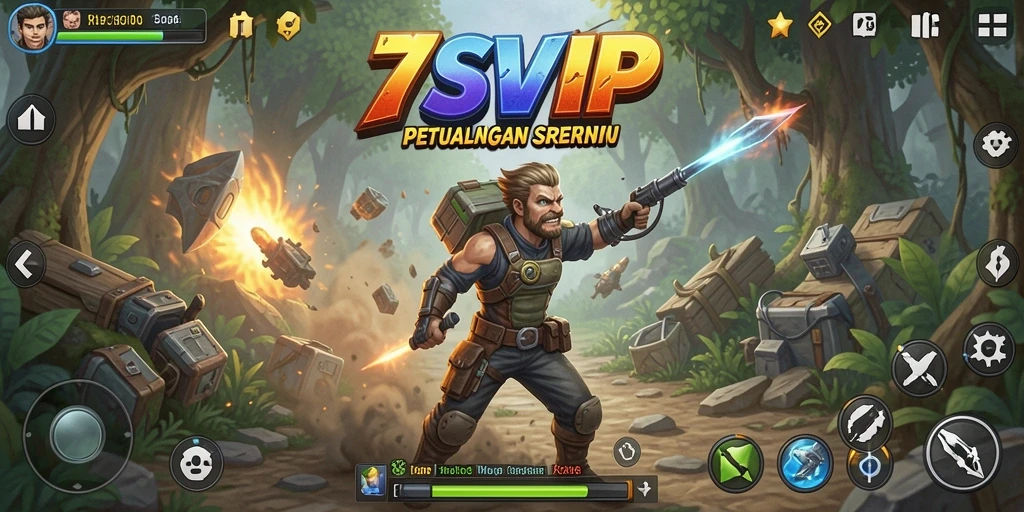 Tangkapan layar utama <strong>7SVIP</strong> menampilkan aksi seru petualangan yang mendebarkan.