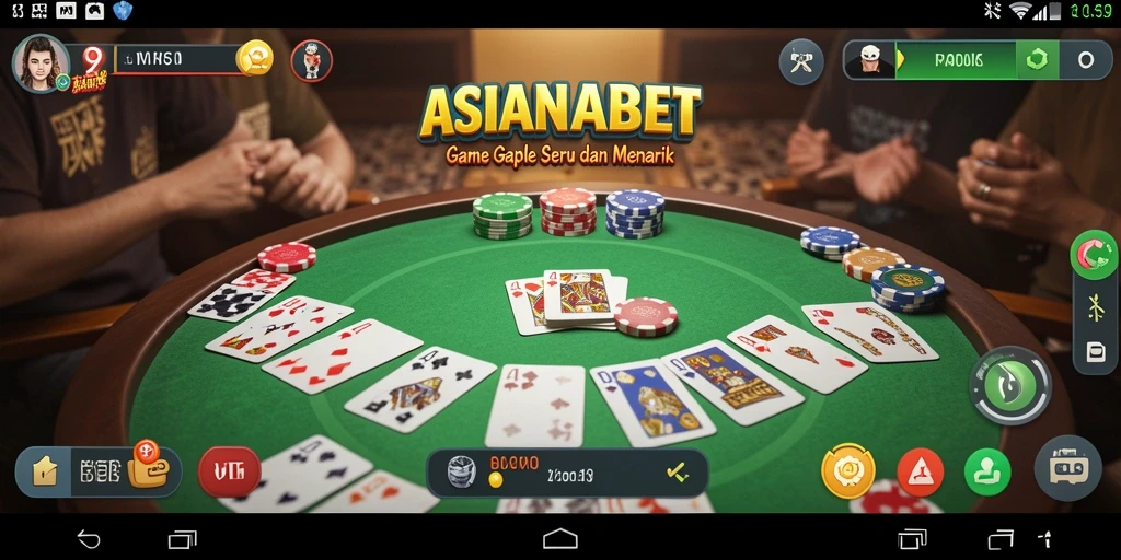 Tampilan gameplay ASIANABET yang seru dan kompetitif dalam bermain Gaple.