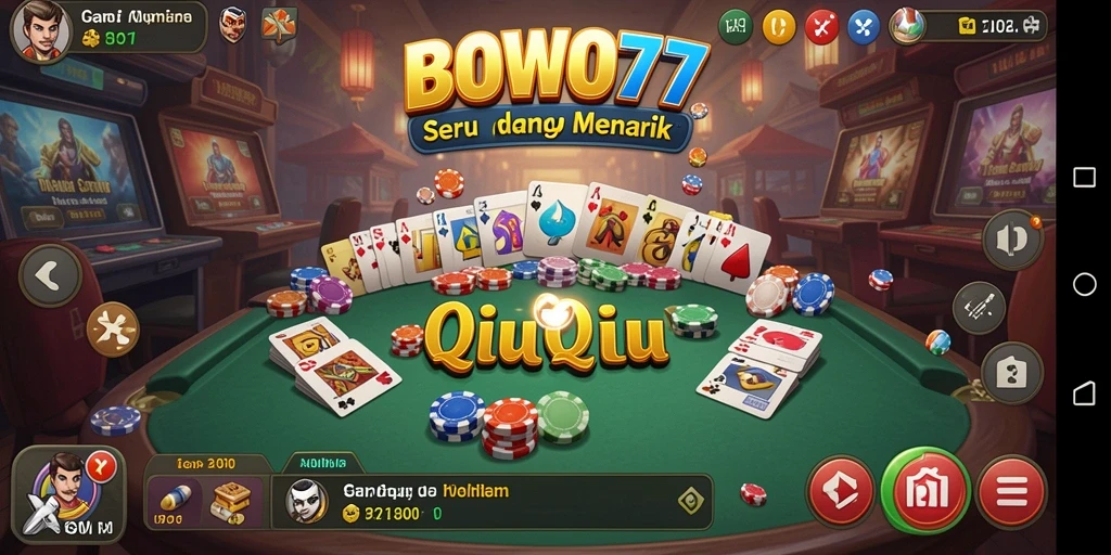 Tampilan gameplay seru dalam BOWO77, permainan QiuQiu yang menarik.