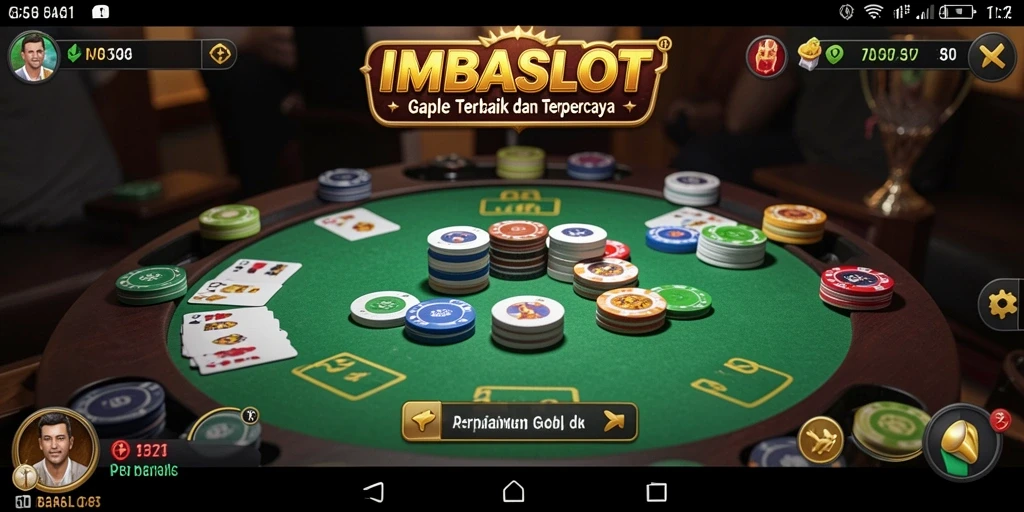 Tampilan gameplay seru IMBASLOT saat bermain Gaple bersama teman-teman.