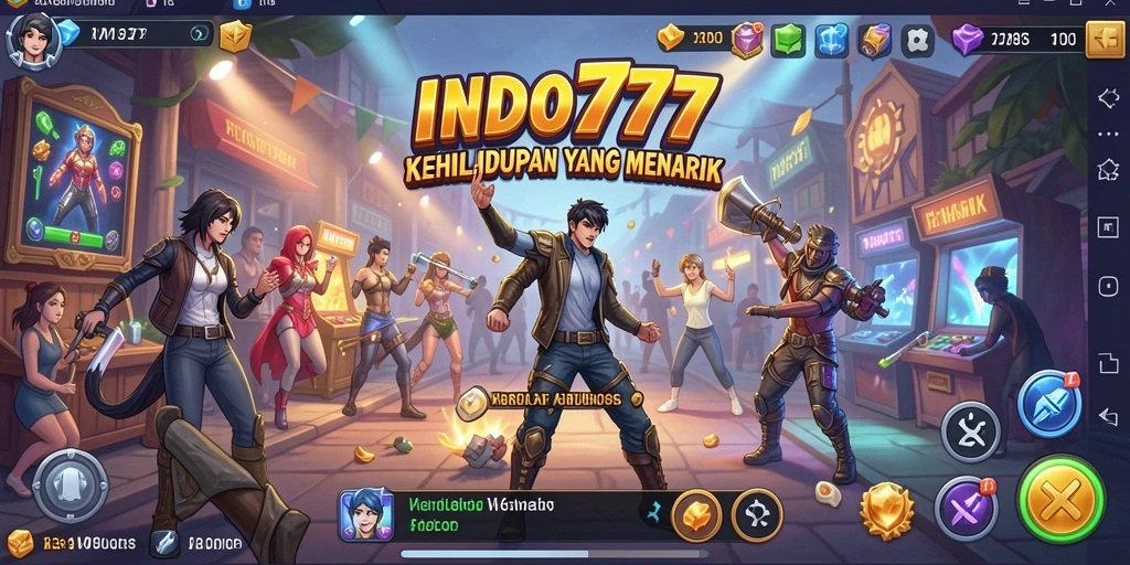 Screenshot gameplay dari INDO777 menunjukkan interaksi karakter yang menarik.