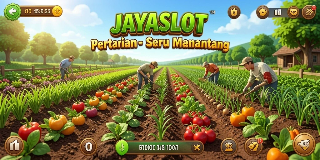Screenshot JAYASLOT menampilkan aktivitas bertani yang seru dan interaktif.