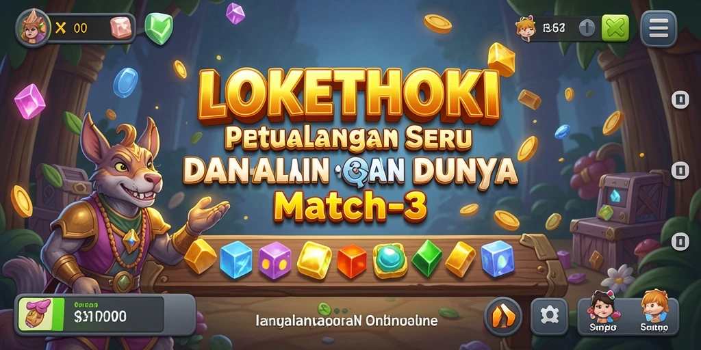 Screenshot utama gameplay LOKETHOKI yang menunjukkan aksi mencocokkan.