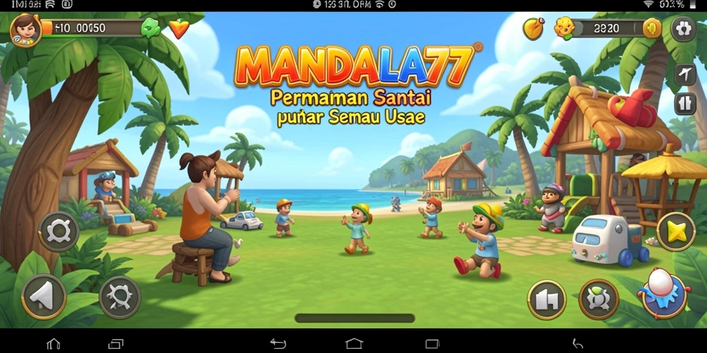 Screenshot gameplay MANDALA77 yang penuh warna dan interaktif.